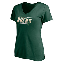 Milwaukee Bucks Women's Mascot In Bounds V-Neck T-Shirt Hunter Green - NBA