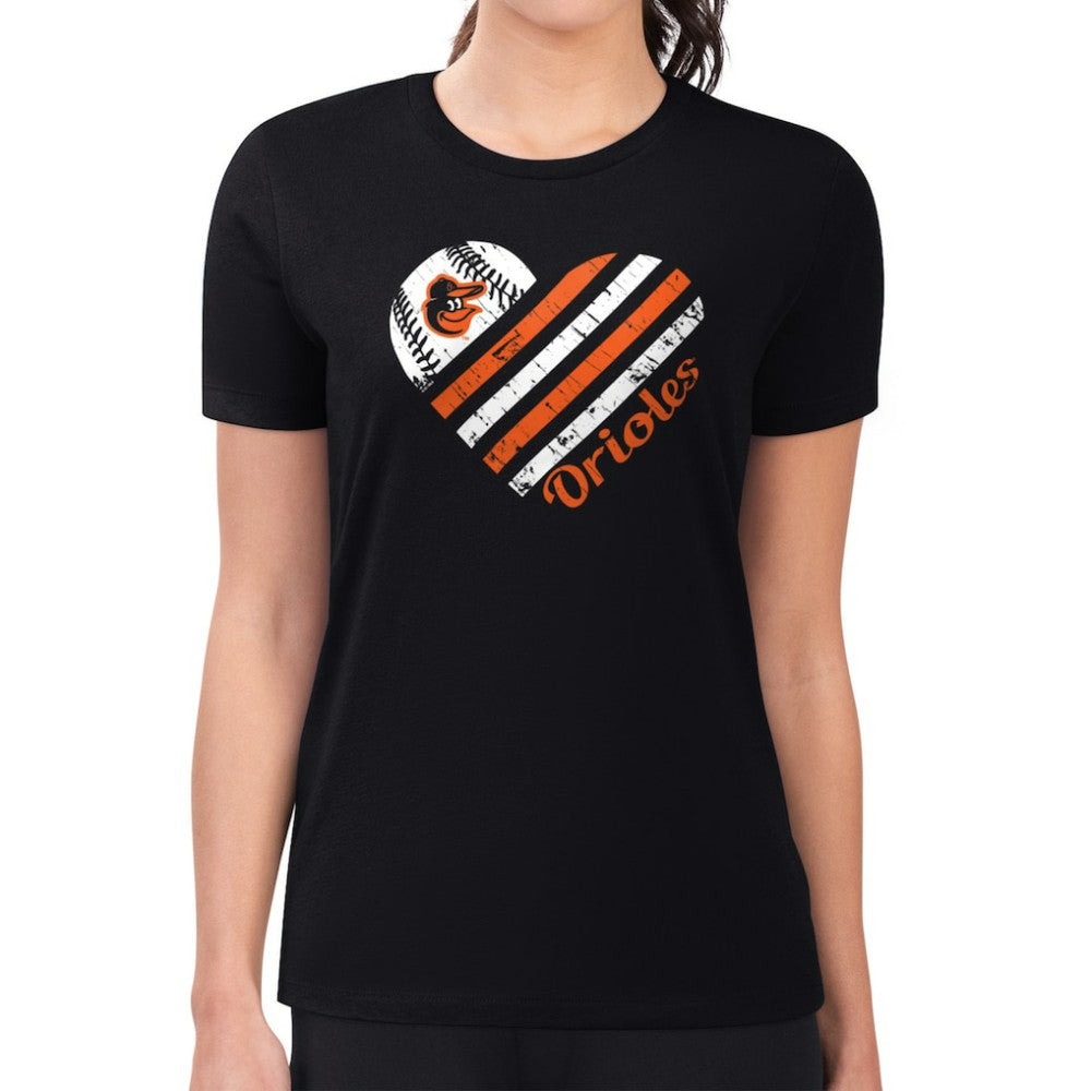 Baltimore Orioles G-III 4Her by Carl Banks Women's Super-Slim Fit Lightweight Heart Graphic T-Shirt - MLB