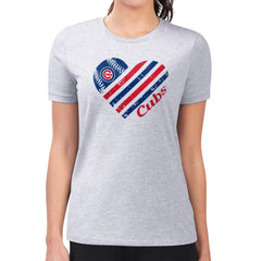 Chicago Cubs G-III 4Her by Carl Banks Women's Super-Slim Fit Lightweight Heart Graphic T-Shirt - MLB