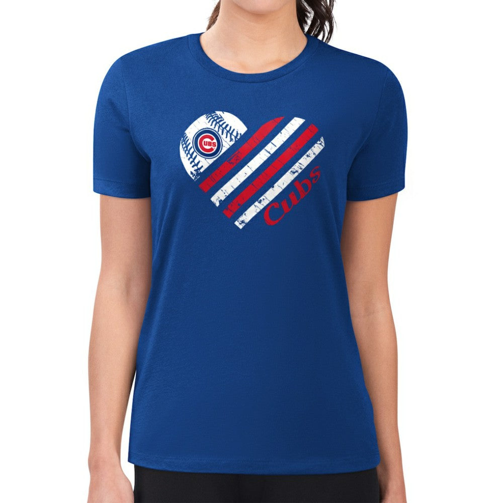 Chicago Cubs G-III 4Her by Carl Banks Women's Super-Slim Fit Lightweight Heart Graphic T-Shirt - MLB