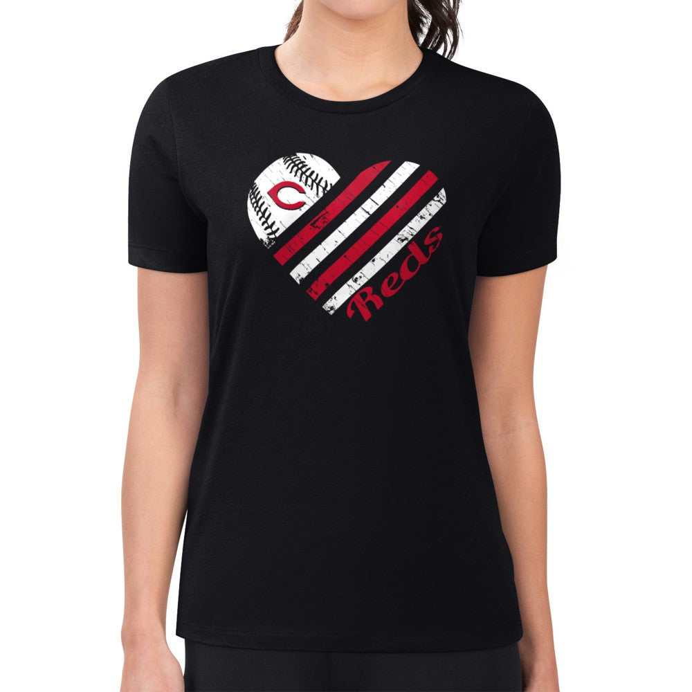 Cincinnati Reds G-III 4Her by Carl Banks Women's Super-Slim Fit Lightweight Heart Graphic T-Shirt - MLB