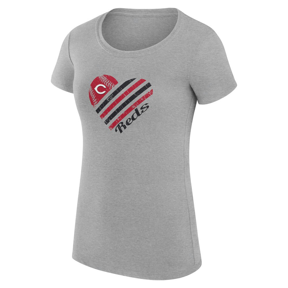 Cincinnati Reds G-III 4Her by Carl Banks Women's Super-Slim Fit Lightweight Heart Graphic T-Shirt - MLB