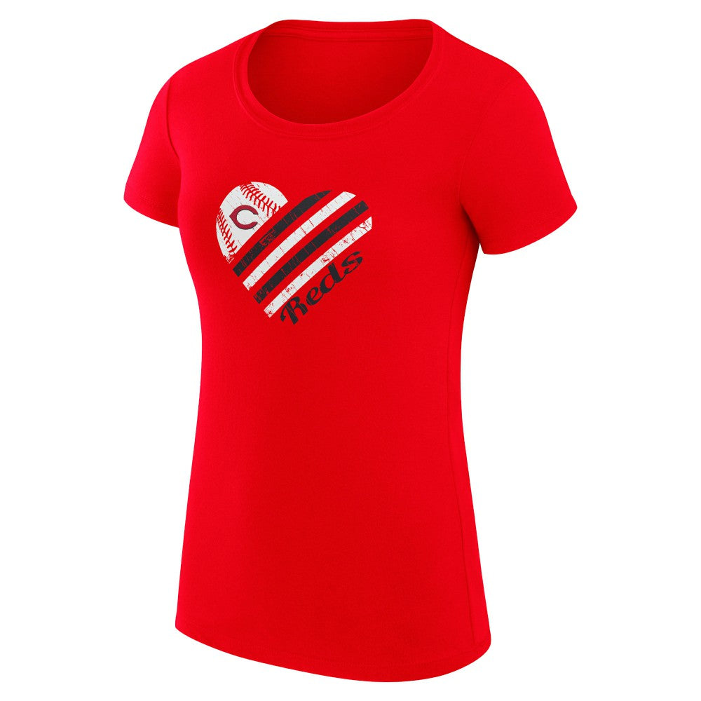 Cincinnati Reds G-III 4Her by Carl Banks Women's Super-Slim Fit Lightweight Heart Graphic T-Shirt - MLB