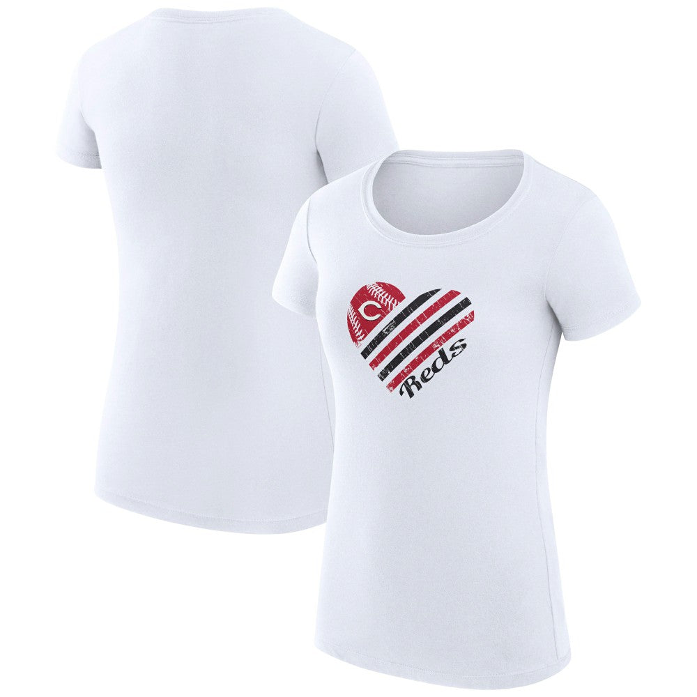 Cincinnati Reds G-III 4Her by Carl Banks Women's Super-Slim Fit Lightweight Heart Graphic T-Shirt - MLB