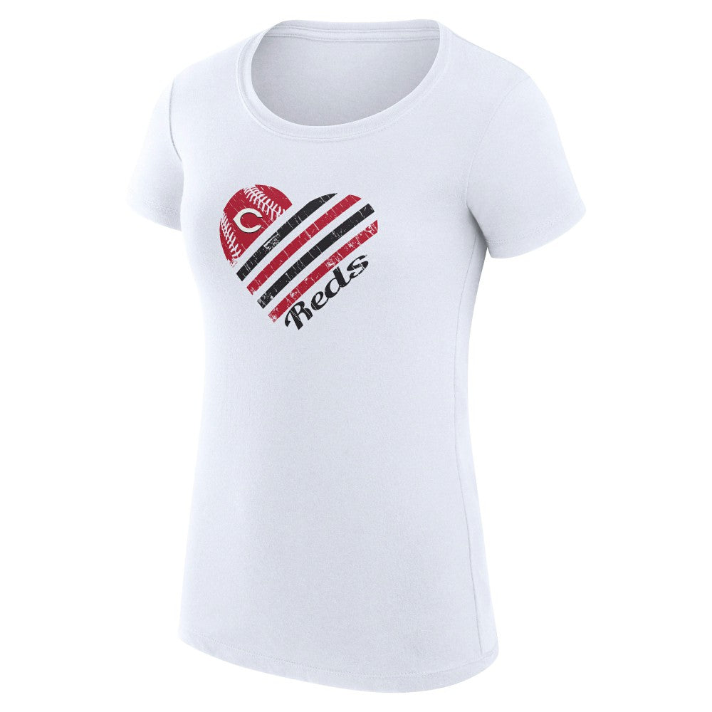 Cincinnati Reds G-III 4Her by Carl Banks Women's Super-Slim Fit Lightweight Heart Graphic T-Shirt - MLB