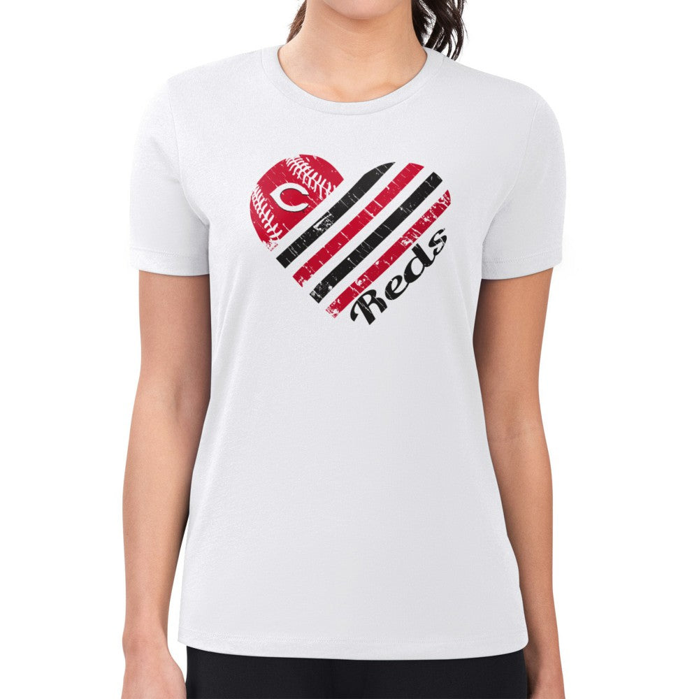 Cincinnati Reds G-III 4Her by Carl Banks Women's Super-Slim Fit Lightweight Heart Graphic T-Shirt - MLB