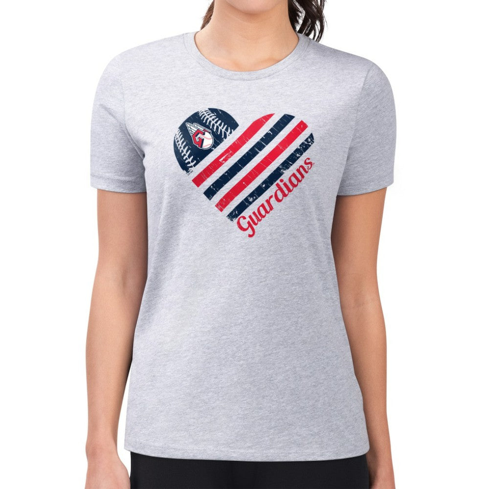 Cleveland Guardians G-III 4Her by Carl Banks Women's Super-Slim Fit Lightweight Heart Graphic T-Shirt - MLB