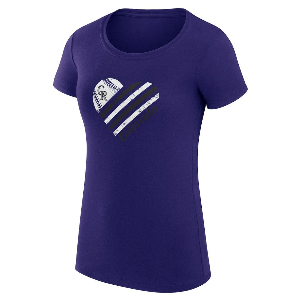 Colorado Rockies G-III 4Her by Carl Banks Women's Super-Slim Fit Lightweight Heart Graphic T-Shirt - MLB