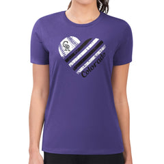 Colorado Rockies G-III 4Her by Carl Banks Women's Super-Slim Fit Lightweight Heart Graphic T-Shirt - MLB