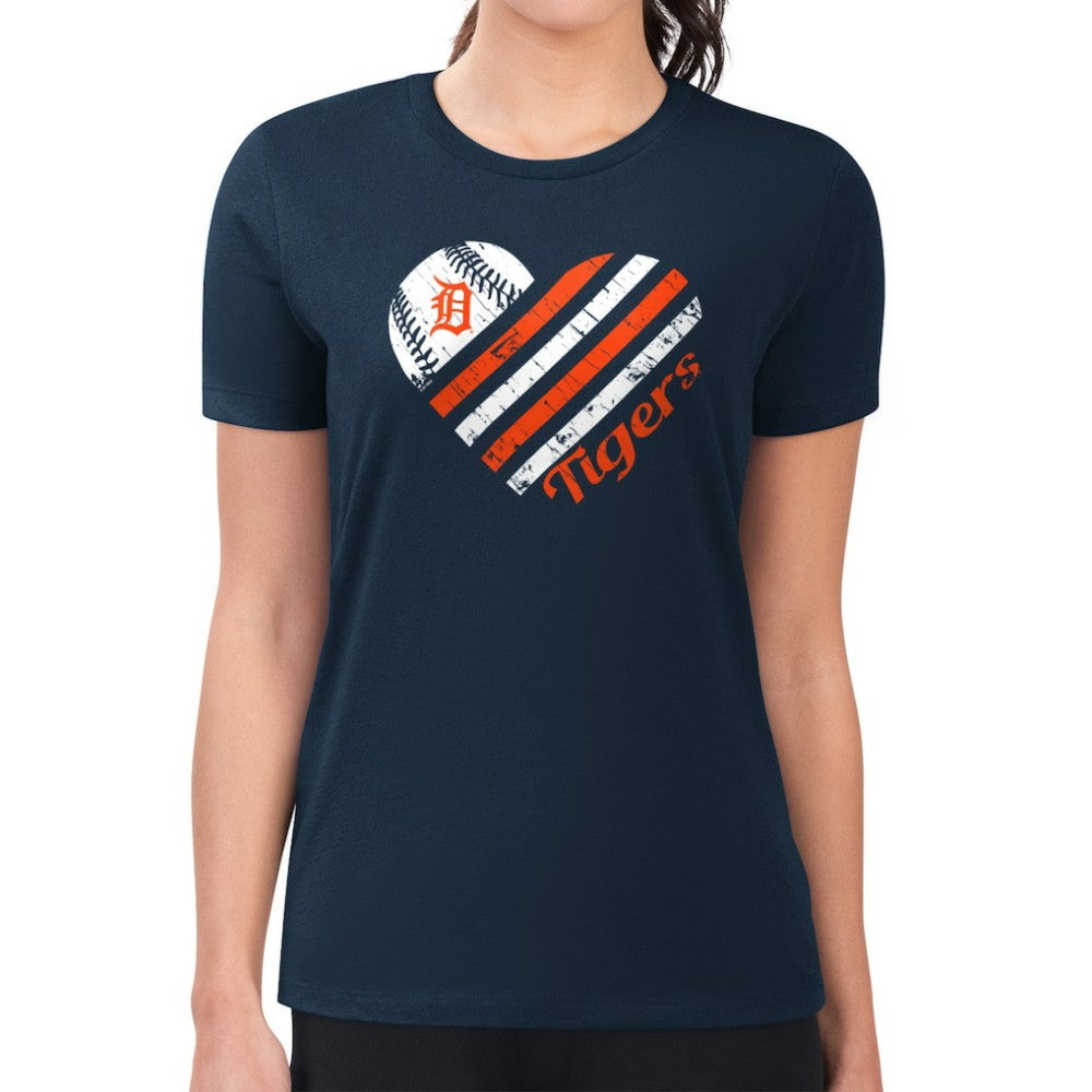 Detroit Tigers G-III 4Her by Carl Banks Women's Super-Slim Fit Lightweight Heart Graphic T-Shirt - MLB