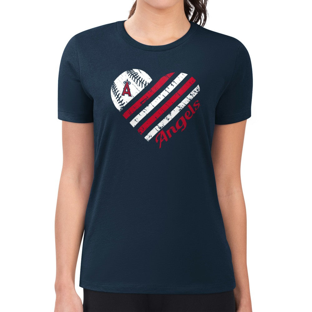 Los Angeles Angels G-III 4Her by Carl Banks Women's Super-Slim Fit Lightweight Heart Graphic T-Shirt - MLB
