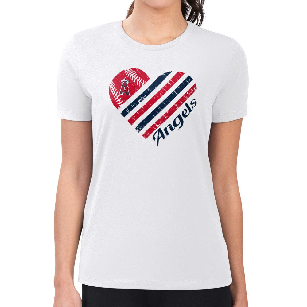 Los Angeles Angels G-III 4Her by Carl Banks Women's Super-Slim Fit Lightweight Heart Graphic T-Shirt - MLB
