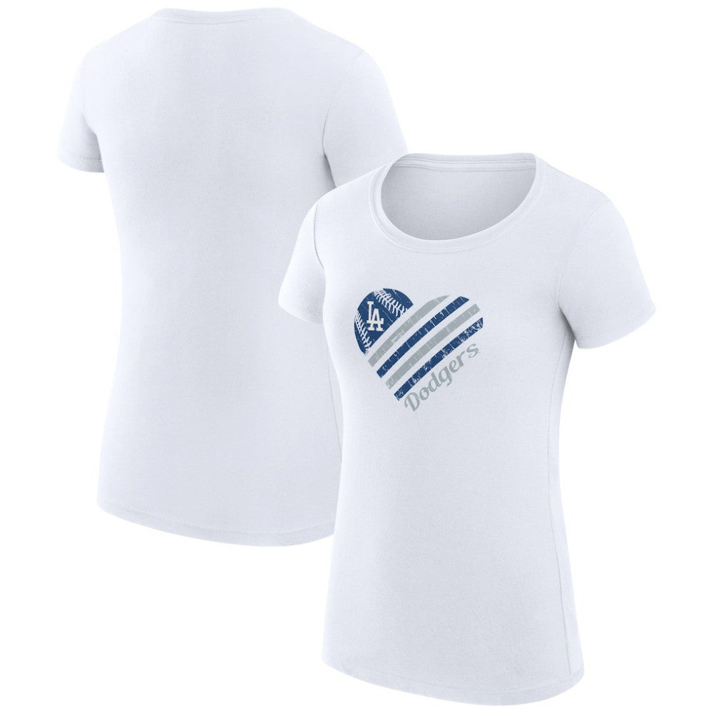 Los Angeles Dodgers G-III 4Her by Carl Banks Women's Super-Slim Fit Lightweight Heart Graphic T-Shirt - MLB