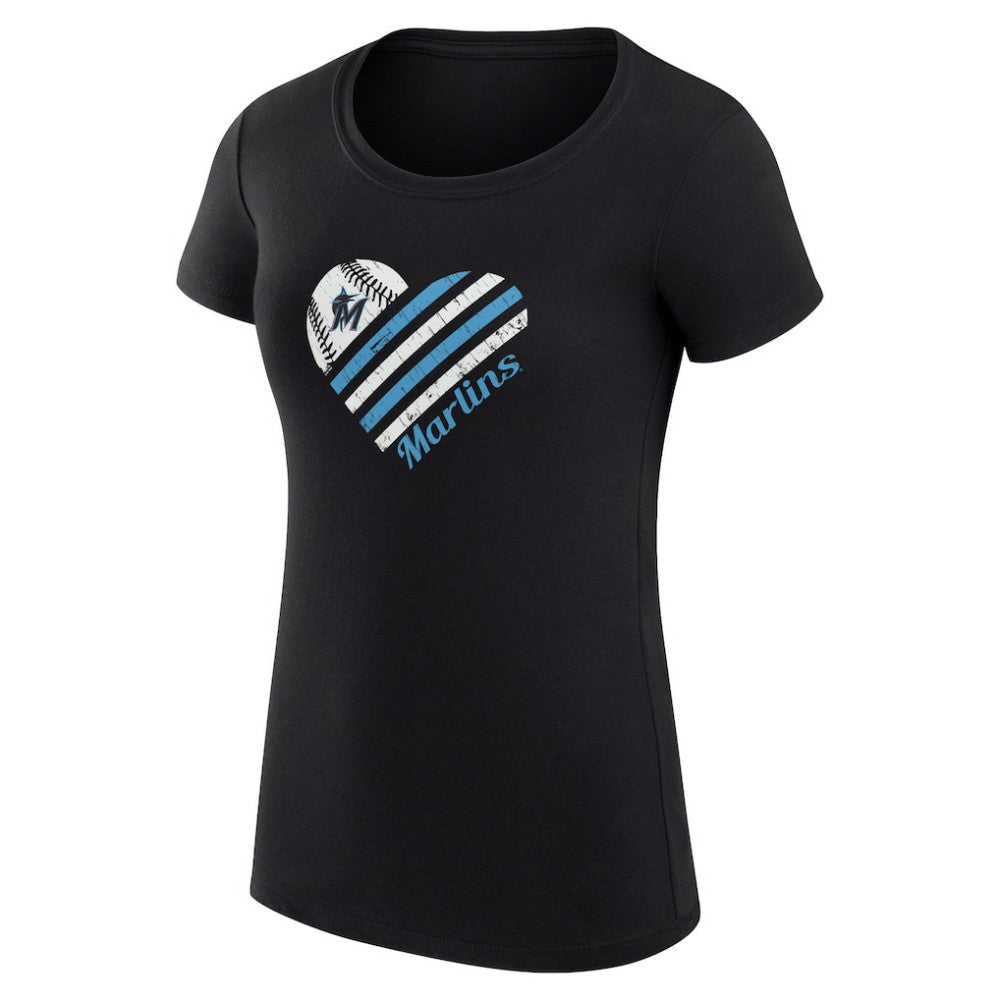 Miami Marlins G-III 4Her by Carl Banks Women's Super-Slim Fit Lightweight Heart Graphic T-Shirt - MLB