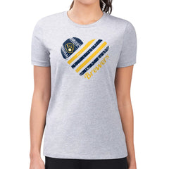 Milwaukee Brewers G-III 4Her by Carl Banks Women's Super-Slim Fit Lightweight Heart Graphic T-Shirt - MLB
