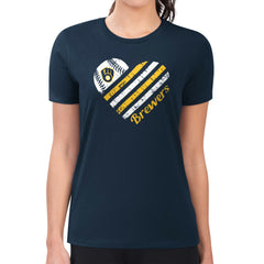 Milwaukee Brewers G-III 4Her by Carl Banks Women's Super-Slim Fit Lightweight Heart Graphic T-Shirt - MLB