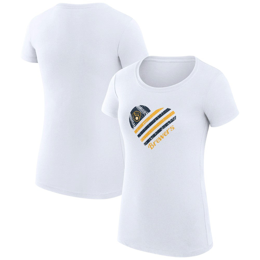 Milwaukee Brewers G-III 4Her by Carl Banks Women's Super-Slim Fit Lightweight Heart Graphic T-Shirt - MLB