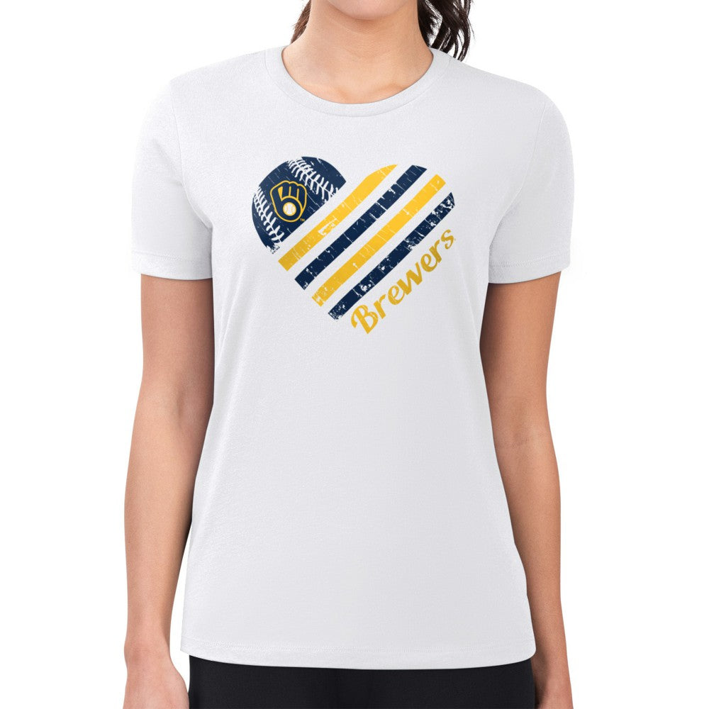 Milwaukee Brewers G-III 4Her by Carl Banks Women's Super-Slim Fit Lightweight Heart Graphic T-Shirt - MLB