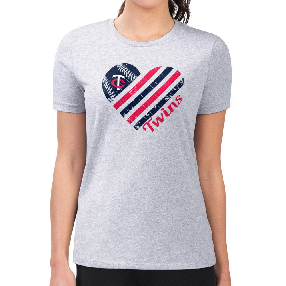 Minnesota Twins G-III 4Her by Carl Banks Women's Super-Slim Fit Lightweight Heart Graphic T-Shirt - MLB