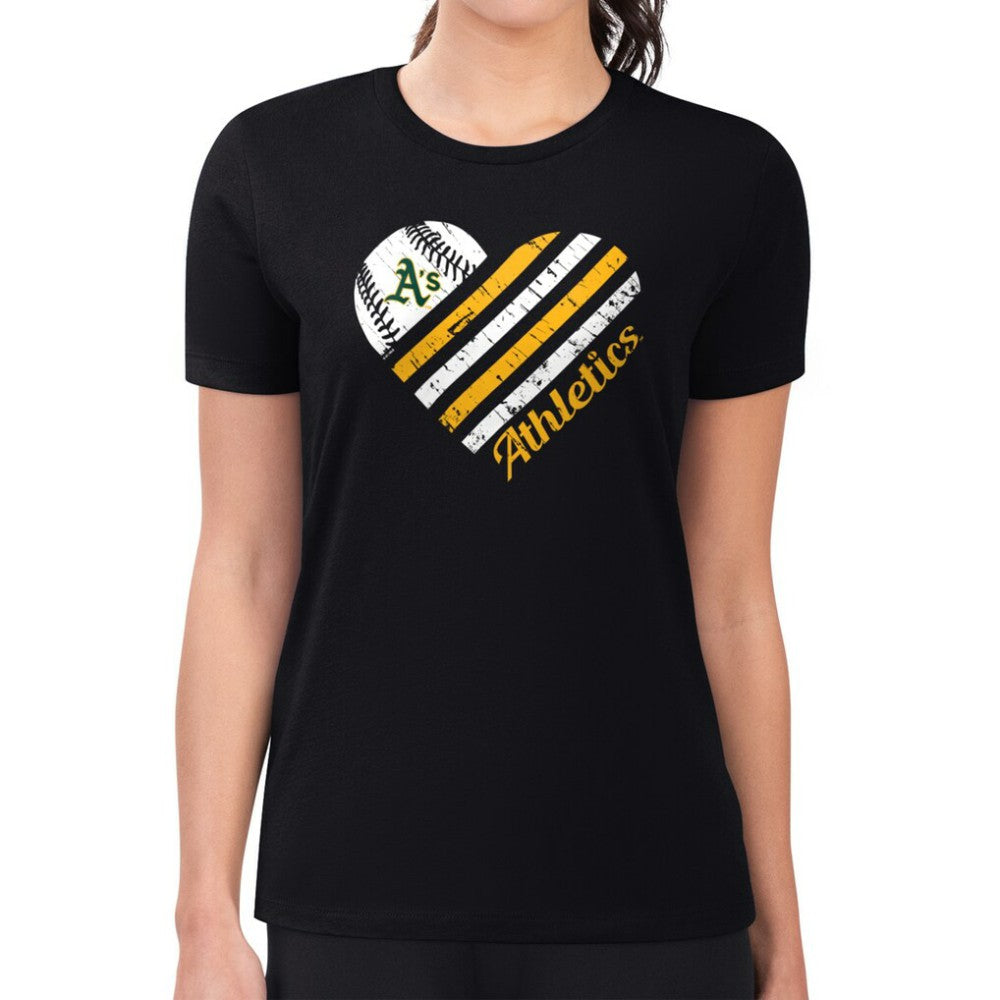 Athletics G-III 4Her by Carl Banks Women's Super-Slim Fit Lightweight Heart Graphic T-Shirt - MLB