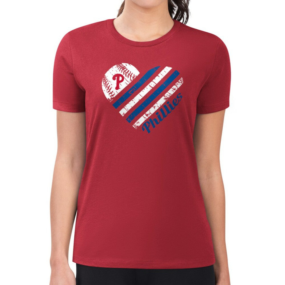 Philadelphia Phillies G-III 4Her by Carl Banks Women's Super-Slim Fit Lightweight Heart Graphic T-Shirt - MLB