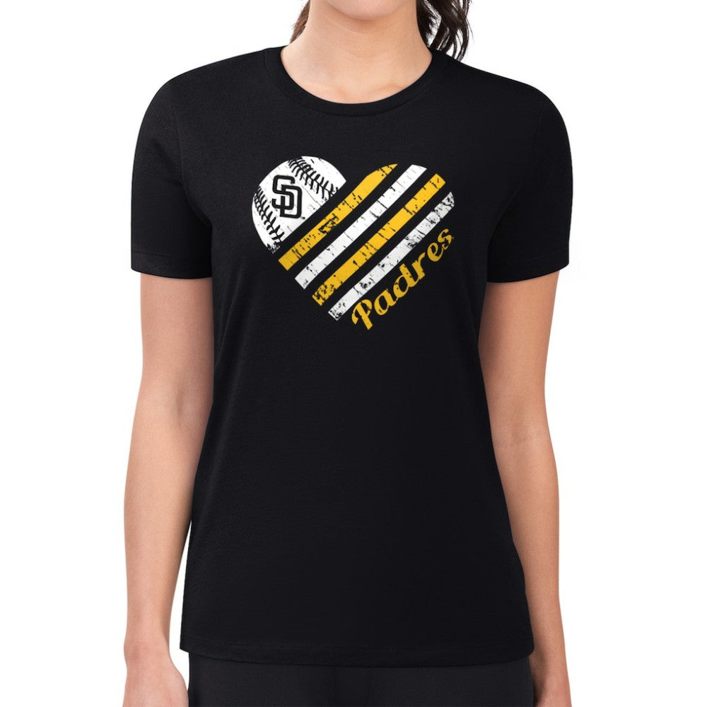 San Diego Padres G-III 4Her by Carl Banks Women's Super-Slim Fit Lightweight Heart Graphic T-Shirt - MLB