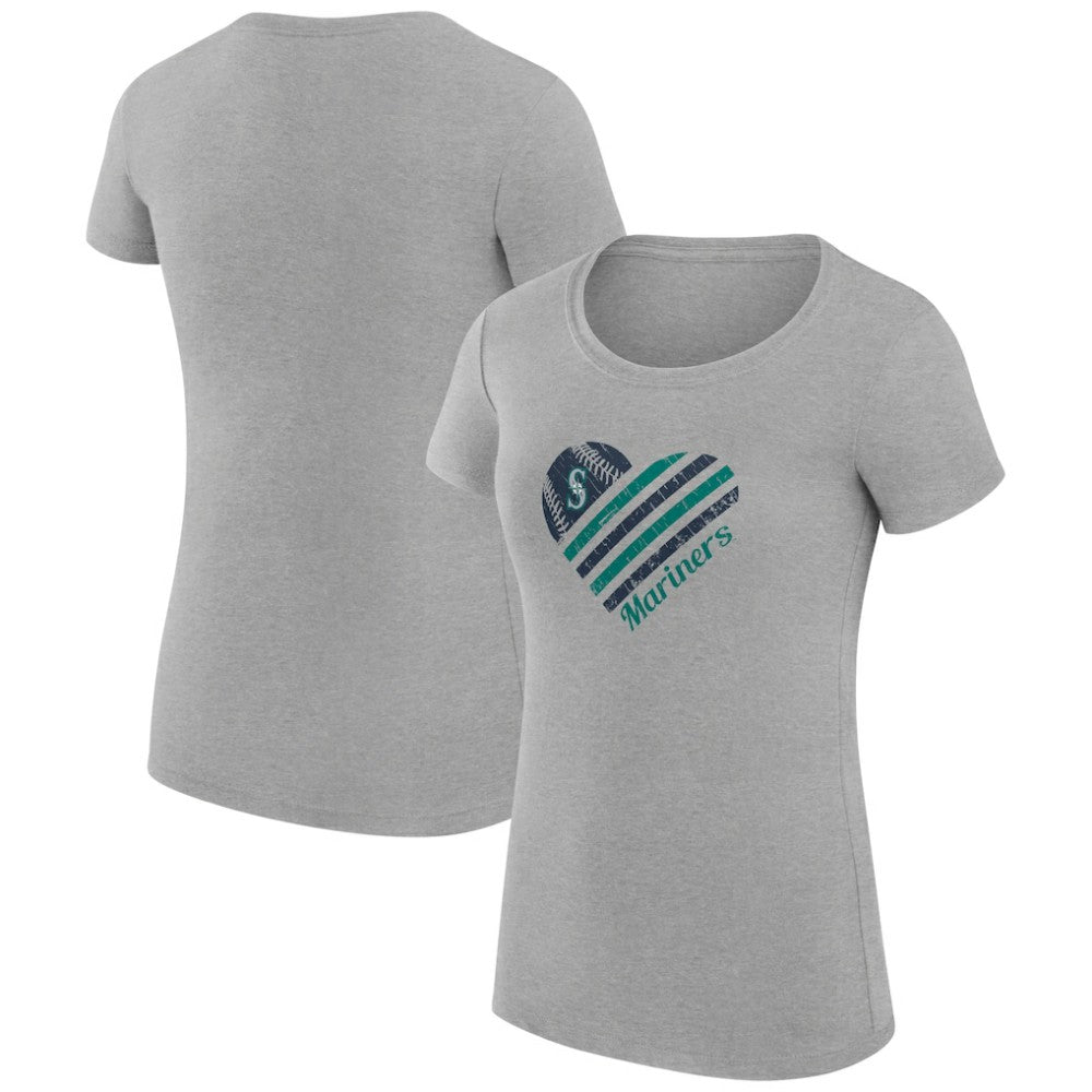 Seattle Mariners G-III 4Her by Carl Banks Women's Super-Slim Fit Lightweight Heart Graphic T-Shirt - MLB
