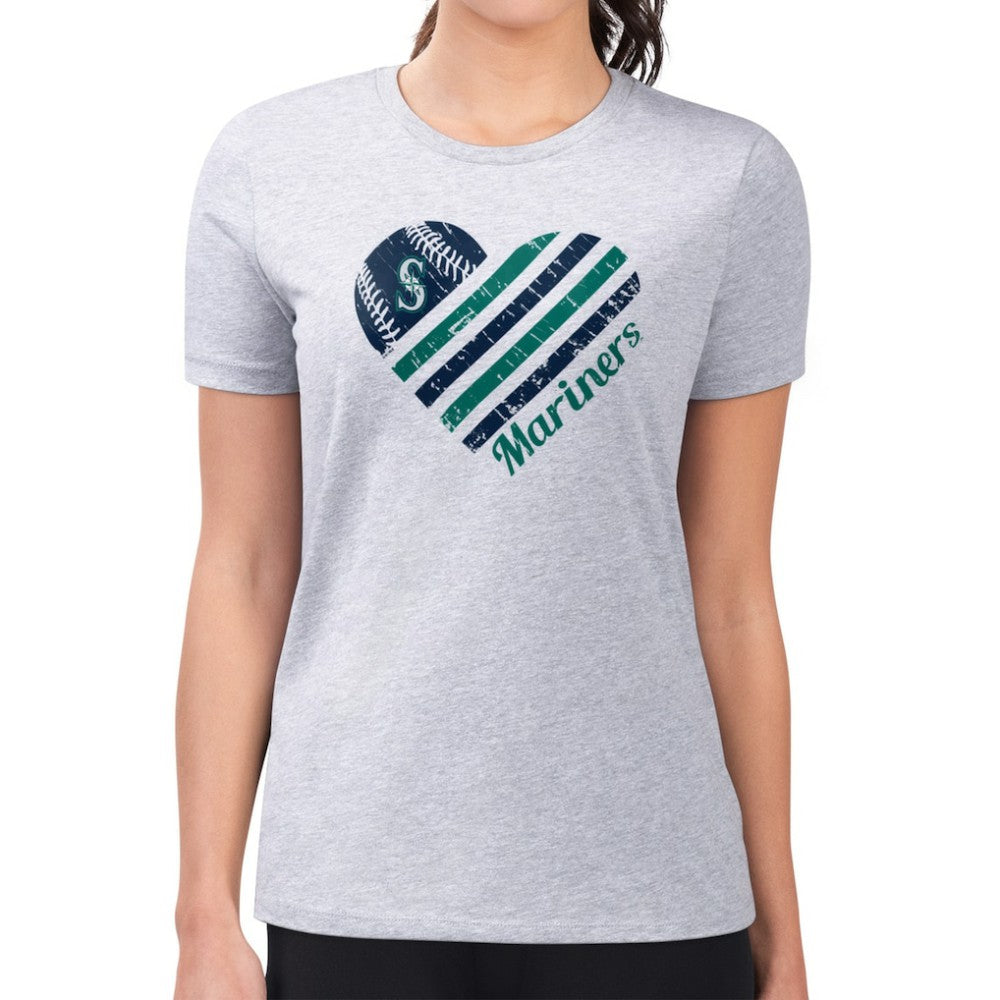 Seattle Mariners G-III 4Her by Carl Banks Women's Super-Slim Fit Lightweight Heart Graphic T-Shirt - MLB