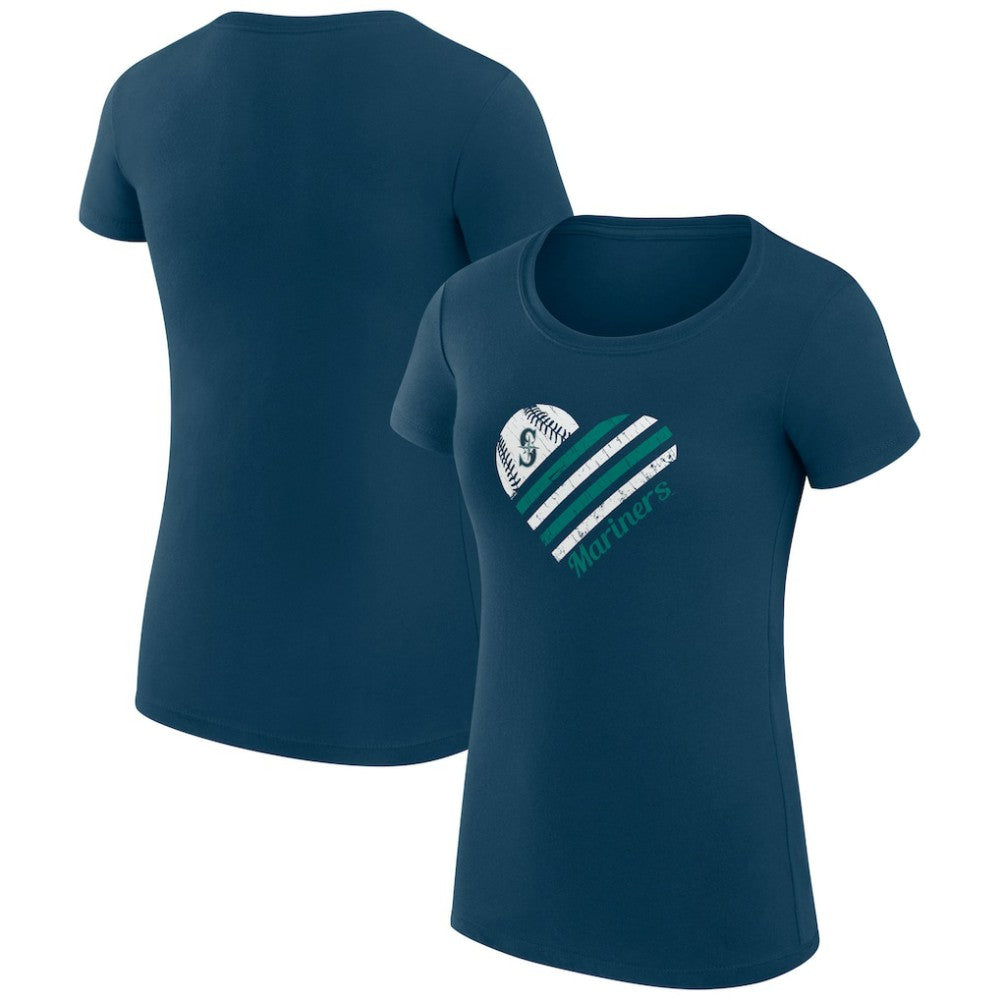 Seattle Mariners G-III 4Her by Carl Banks Women's Super-Slim Fit Lightweight Heart Graphic T-Shirt - MLB