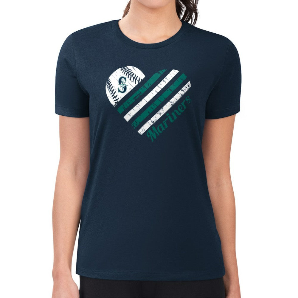 Seattle Mariners G-III 4Her by Carl Banks Women's Super-Slim Fit Lightweight Heart Graphic T-Shirt - MLB