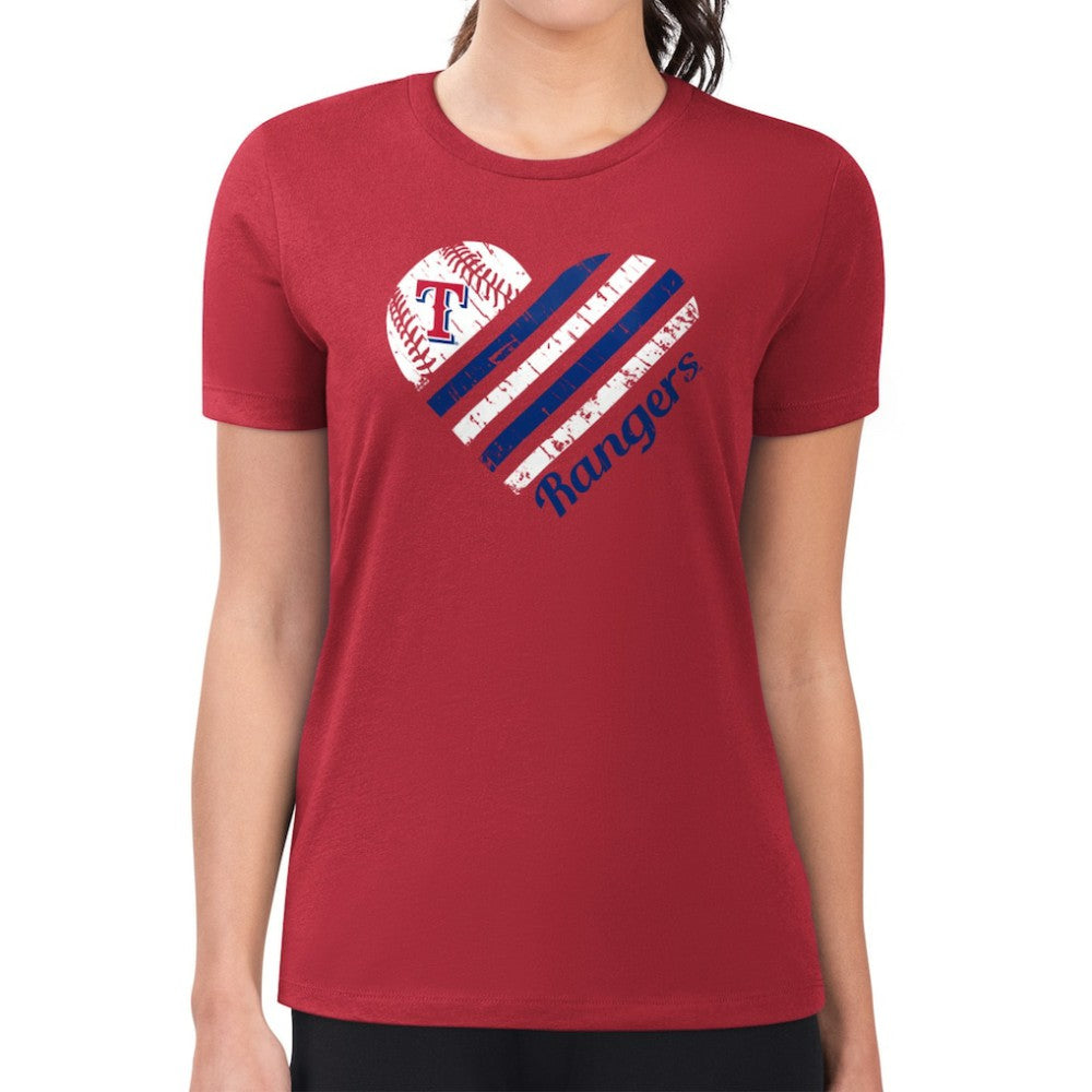 Texas Rangers G-III 4Her by Carl Banks Women's Super-Slim Fit Lightweight Heart Graphic T-Shirt - MLB