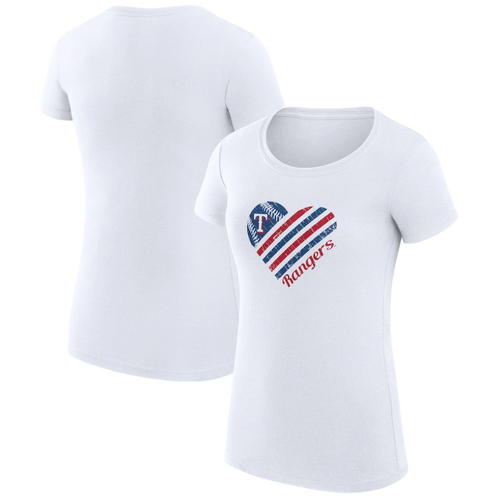 Texas Rangers G-III 4Her by Carl Banks Women's Super-Slim Fit Lightweight Heart Graphic T-Shirt - MLB