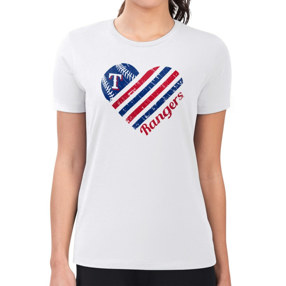 Texas Rangers G-III 4Her by Carl Banks Women's Super-Slim Fit Lightweight Heart Graphic T-Shirt - MLB