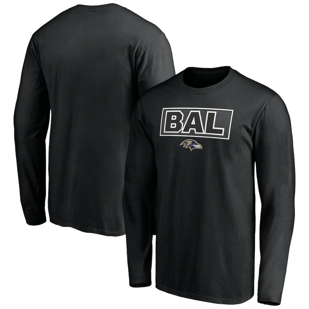 Baltimore Ravens Squad Throwbacks Long Sleeve T-Shirt Black | NFL