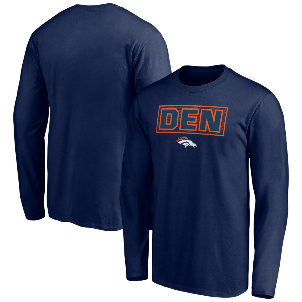 Denver Broncos Squad Throwbacks Long Sleeve T-Shirt Navy | NFL