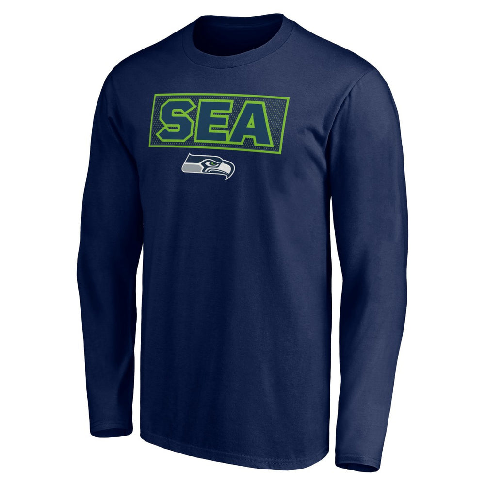 Seattle Seahawks Squad Throwbacks Long Sleeve T-Shirt College Navy | NFL