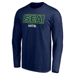 Seattle Seahawks Squad Throwbacks Long Sleeve T-Shirt College Navy | NFL