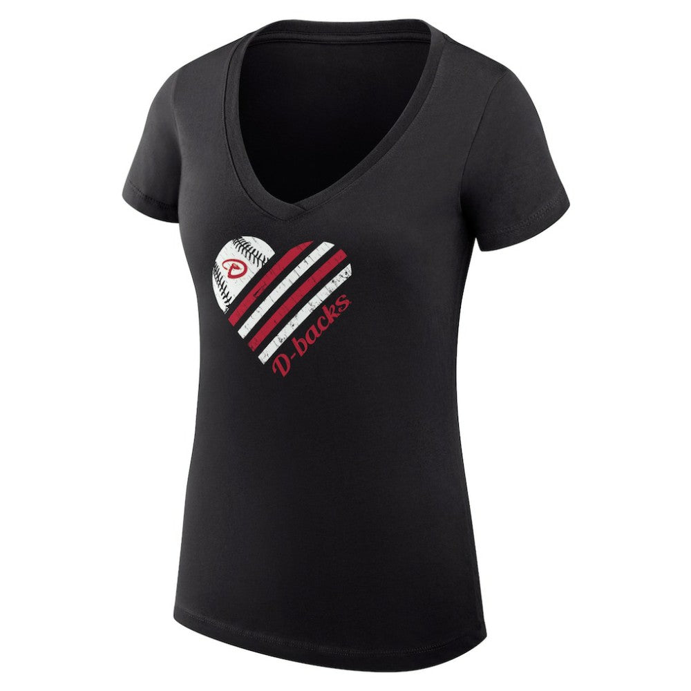 Arizona Diamondbacks G-III 4Her by Carl Banks Women's Super-Slim Fit Lightweight Heart V-Neck T-Shirt - MLB