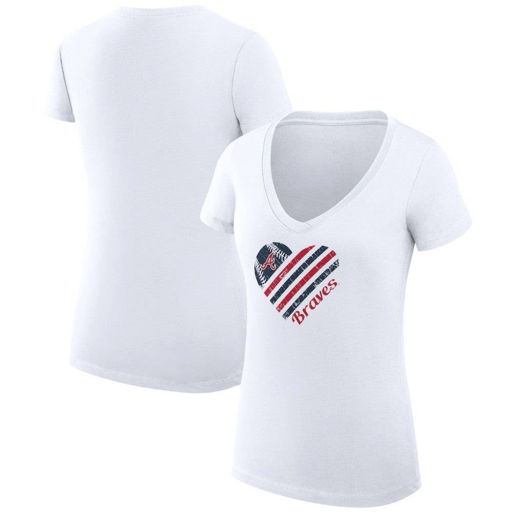 Atlanta Braves G-III 4Her by Carl Banks Women's Super-Slim Fit Lightweight Heart V-Neck T-Shirt - MLB