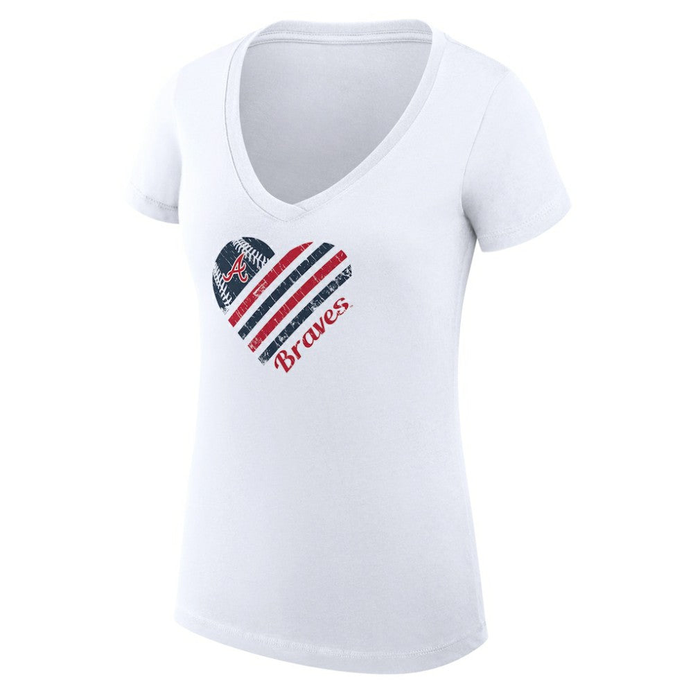 Atlanta Braves G-III 4Her by Carl Banks Women's Super-Slim Fit Lightweight Heart V-Neck T-Shirt - MLB