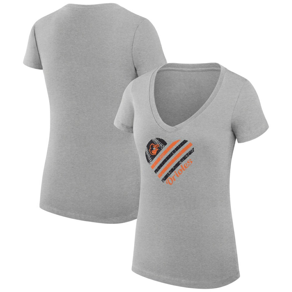 Baltimore Orioles G-III 4Her by Carl Banks Women's Super-Slim Fit Lightweight Heart V-Neck T-Shirt - MLB