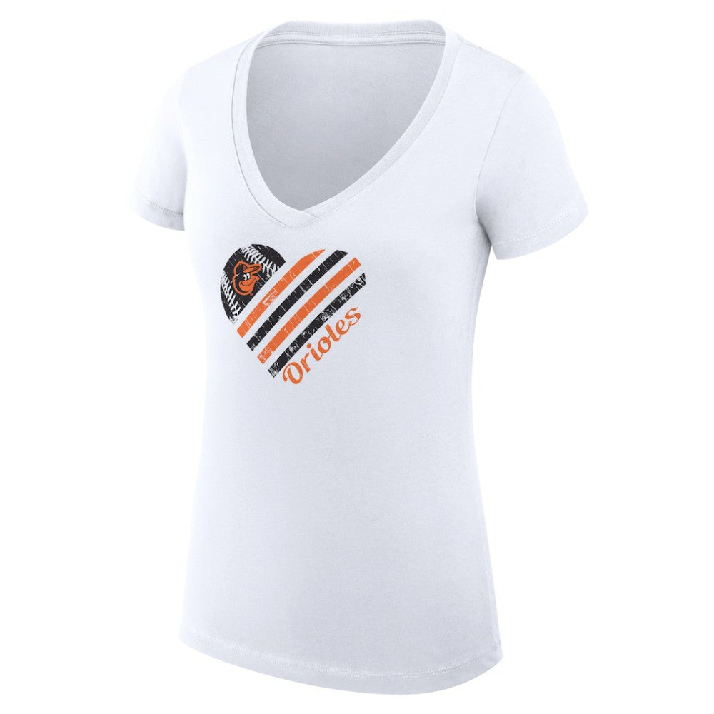 Baltimore Orioles G-III 4Her by Carl Banks Women's Super-Slim Fit Lightweight Heart V-Neck T-Shirt - MLB