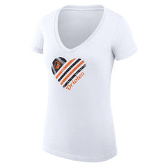 Baltimore Orioles G-III 4Her by Carl Banks Women's Super-Slim Fit Lightweight Heart V-Neck T-Shirt - MLB