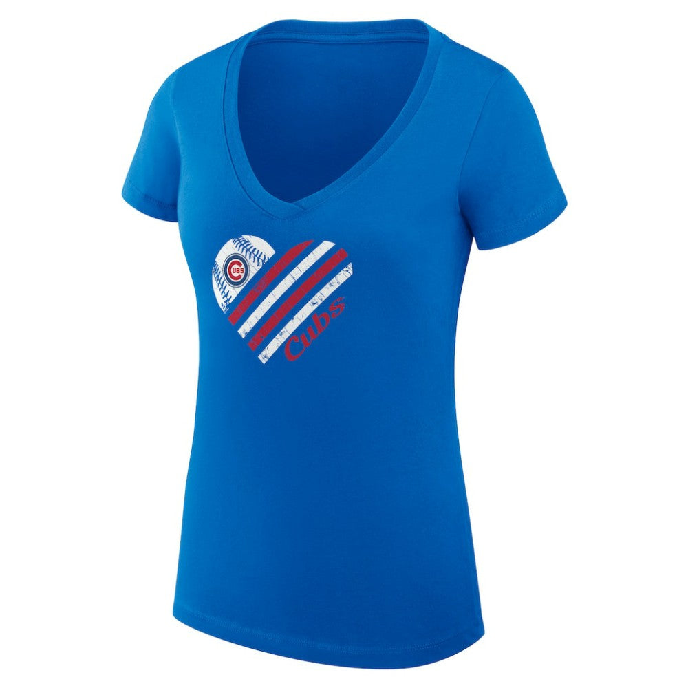 Chicago Cubs G-III 4Her by Carl Banks Women's Super-Slim Fit Lightweight Heart V-Neck T-Shirt - MLB