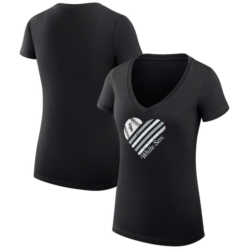 Chicago White Sox G-III 4Her by Carl Banks Women's Super-Slim Fit Lightweight Heart V-Neck T-Shirt - MLB