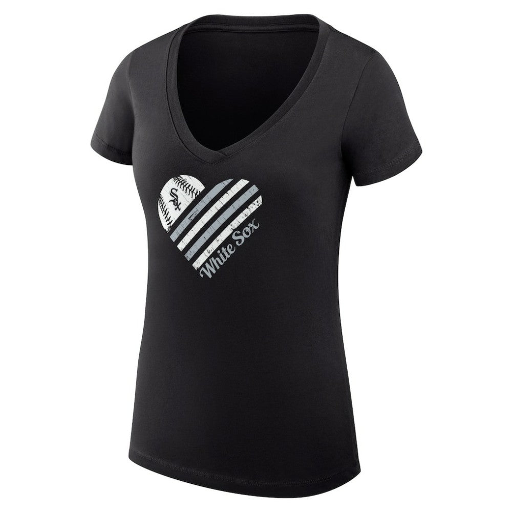 Chicago White Sox G-III 4Her by Carl Banks Women's Super-Slim Fit Lightweight Heart V-Neck T-Shirt - MLB