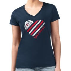 Cleveland Guardians G-III 4Her by Carl Banks Women's Super-Slim Fit Lightweight Heart V-Neck T-Shirt - MLB