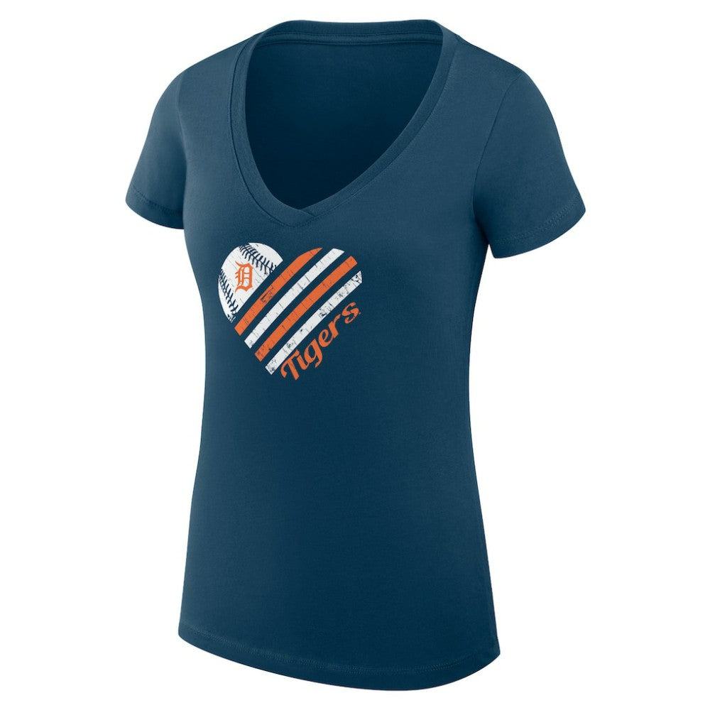 Detroit Tigers G-III 4Her by Carl Banks Women's Super-Slim Fit Lightweight Heart V-Neck T-Shirt - MLB