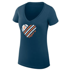 Detroit Tigers G-III 4Her by Carl Banks Women's Super-Slim Fit Lightweight Heart V-Neck T-Shirt - MLB