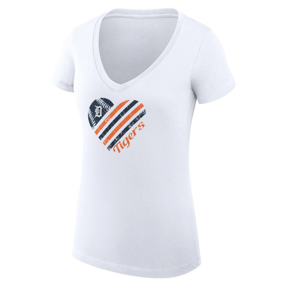 Detroit Tigers G-III 4Her by Carl Banks Women's Super-Slim Fit Lightweight Heart V-Neck T-Shirt - MLB